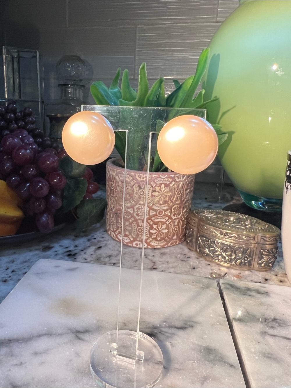 Vintage Pearlescent Dome Earrings